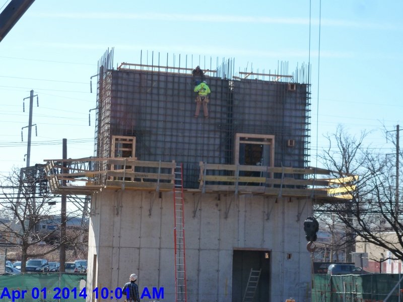 Tying the rebar mats at Elev. 4-Stair -2 2nd Floor Facing South (800x600)